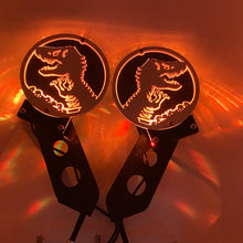 Load image into Gallery viewer, Light up Jurassic T-Rex hinge mount side mirrors for Wrangler & Gladiator PPE Offroad