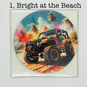 24 piece round Jeep print puzzles PPE Offroad