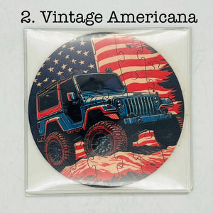 24 piece round Jeep print puzzles PPE Offroad