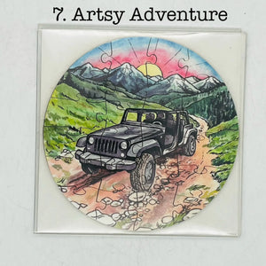 24 piece round Jeep print puzzles PPE Offroad