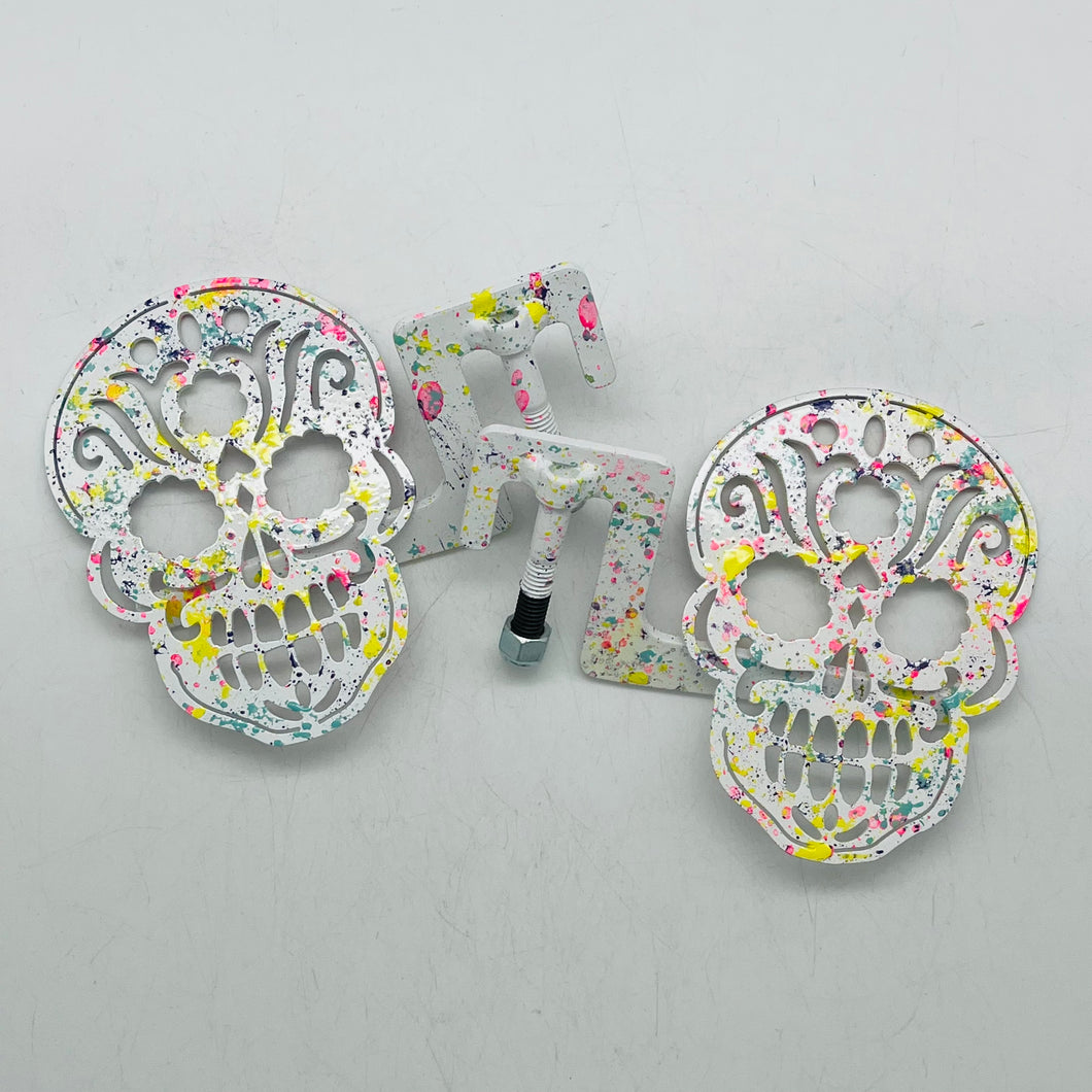RTS** ONLY ONE**  Limited Edition Spatter Sugar Skull foot pegs PPE Offroad