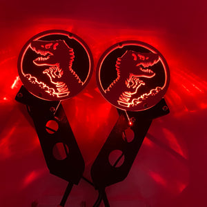 Light up Jurassic T-Rex hinge mount side mirrors for Wrangler & Gladiator PPE Offroad