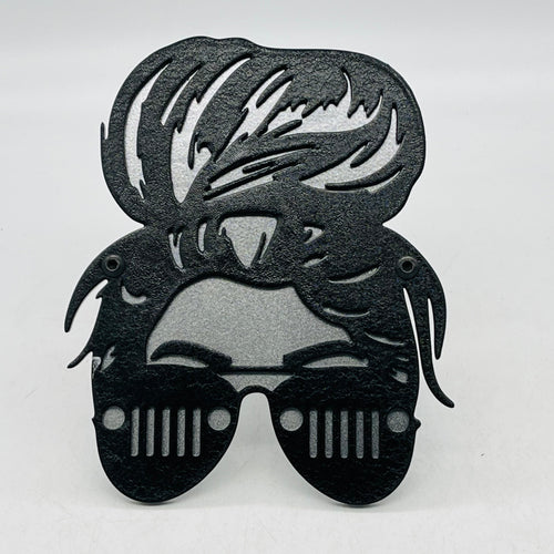 RTS Messy Bun with grill glasses Hitch Cover PPE Offroad