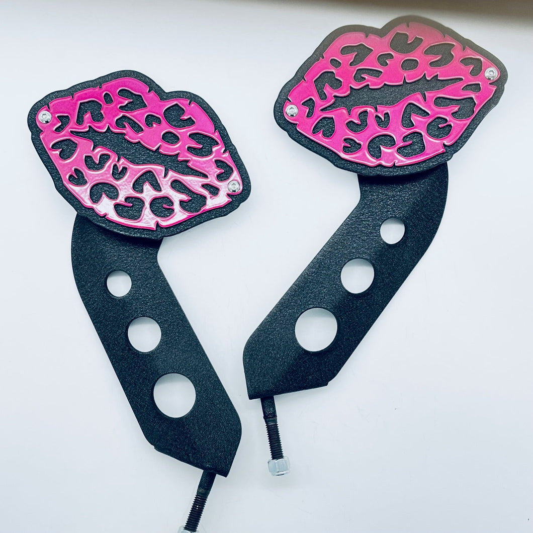 Cheetah Print Lips hinge mount side mirrors for Wrangler & Gladiator PPE Offroad