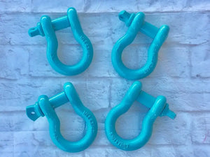 Powder coated, custom color 3/4" d-ring bow shackles. PPE Offroad