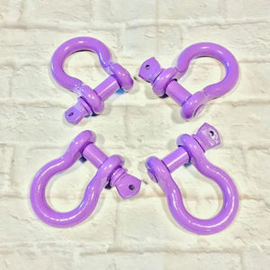 Powder coated, custom color 3/4" d-ring bow shackles. PPE Offroad