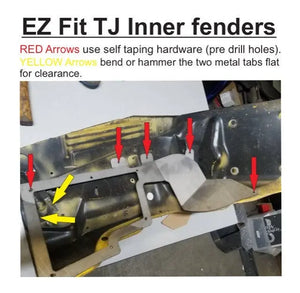TJ EZ fit Front Inner Fender liner. No design- customize later. PPE Offroad